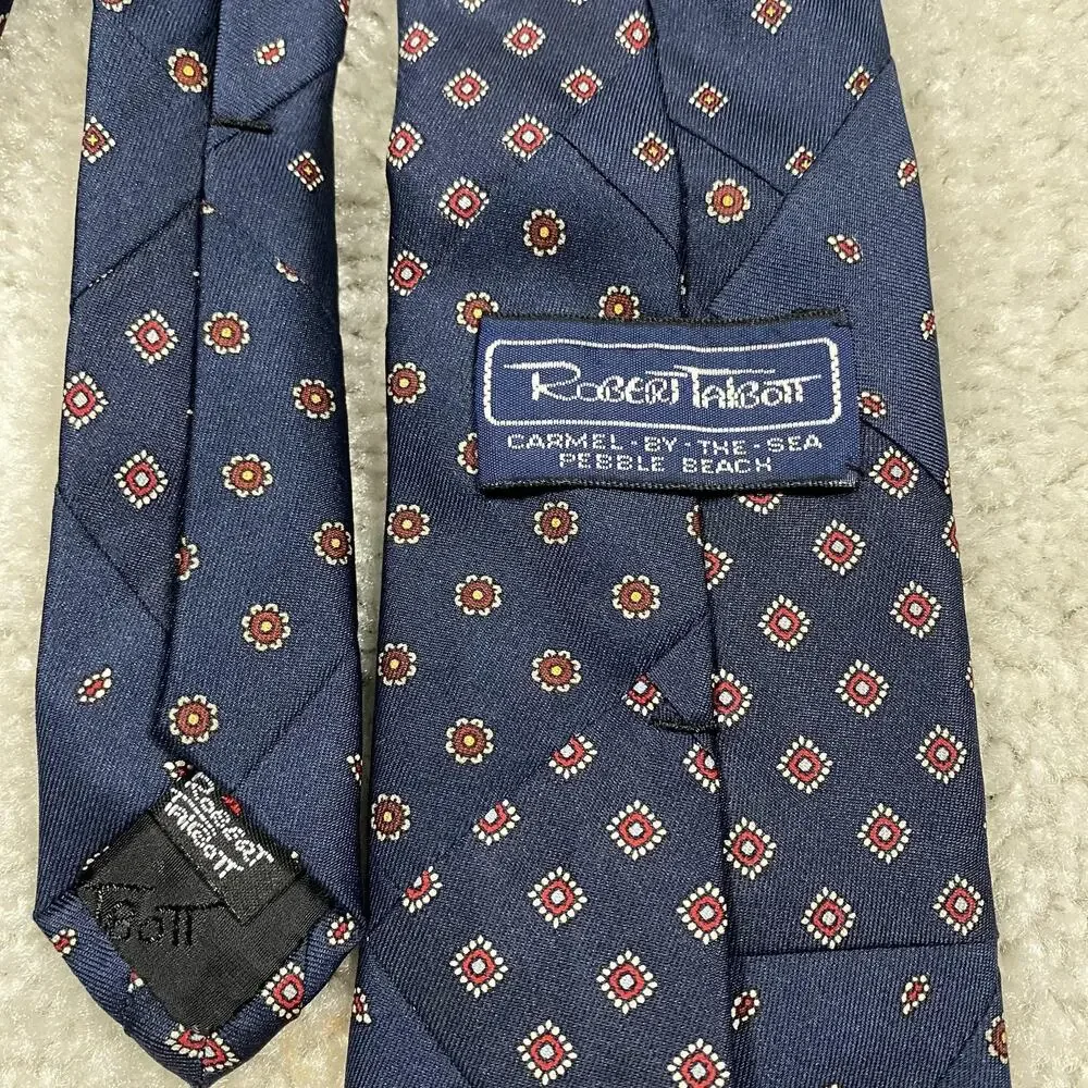Robert Talbott Silk Tie Mens Blue Geometric Medallion Woven Carmel Pebble Beach